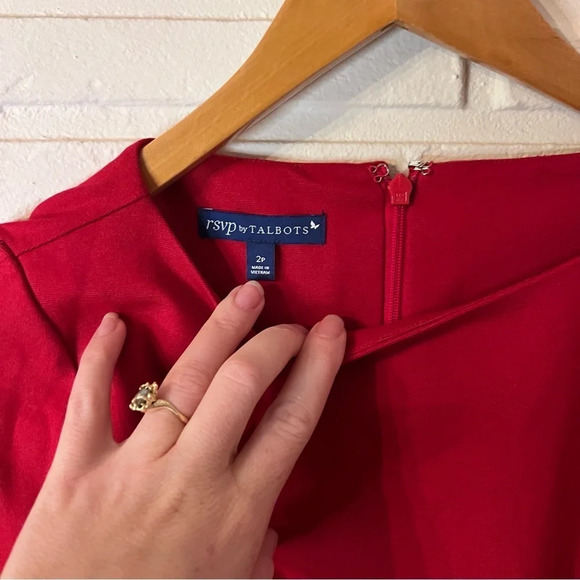 RSVP by Talbots Red Above The Knee Scalloped Sleeve Dress, Women’s Size 2 Petite - Picture 4 of 9